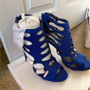 Chelsea & Zoe Royal Blue Cutout Heels